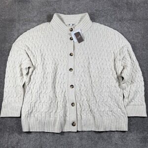 NWT J. Jill Sweater  Women's 4X Ivory Chunky‎ Cable Knit Button Up